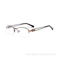 Customized New Classical Semi Rimless Special Shape Temples Metal Eyeglasses